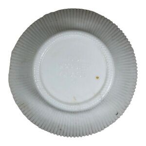 Vintage Hoosier White Ribbed Glass Bowl 4054 Milk Candy Dish Trinket Beaded Rim